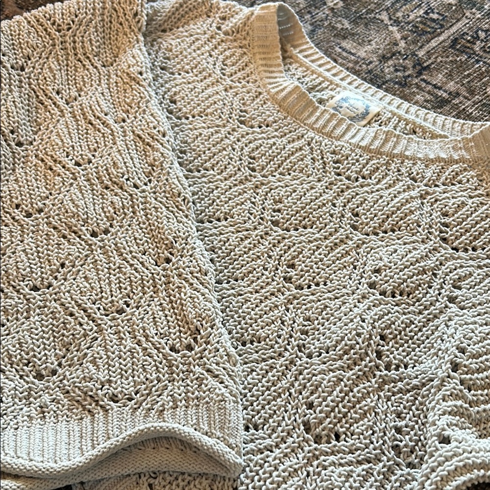 Blue Rain Sage Knit Cropped Sweater